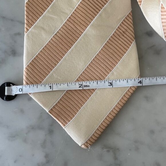 VALENTINO Silk Vintage Gold Cream Stripe Tie - Picture 10 of 15